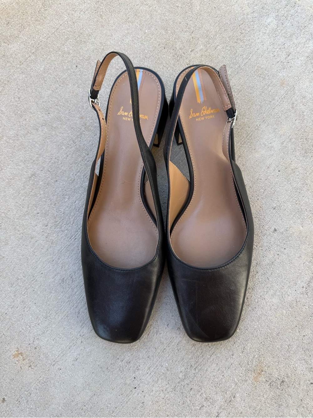 Sam Edelman Black Leather Slingback Pumps with Square Toe